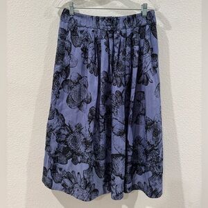 Anthropologie Blue Floral A-Line Skirt